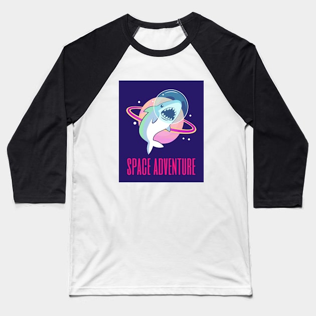 Space Adventure Shark Baseball T-Shirt by Katje